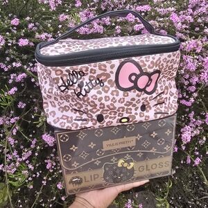 Hello Kitty Pink Leopard Print Cosmetic Bag